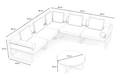 ploss Reverie Light Gartenlounge, creme/anthrazit, Alu/Polyester/Glas, 330 x 240 cm, inkl. Polster