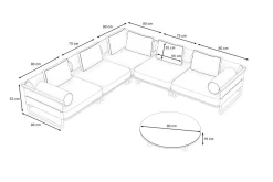 ploss Reverie M Gartenlounge, creme/anthrazit, Aluminium/Polyester/Glas, 90 x 90 cm, wetterfest, Rope-Design, Holzdekor