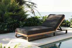 ploss Solera Gartenliege, anthrazit/schwarz, Alu/Polyester/Schaumstoff, mit Holzdekor, 200 x 72 cm, 6-fach verstellbar