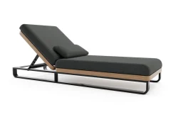 ploss Solera Gartenliege, anthrazit/schwarz, Alu/Polyester/Schaumstoff, mit Holzdekor, 200 x 72 cm, 6-fach verstellbar
