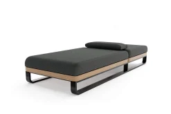 ploss Solera Gartenliege, anthrazit/schwarz, Alu/Polyester/Schaumstoff, mit Holzdekor, 200 x 72 cm, 6-fach verstellbar
