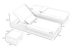 ploss Solera Gartenliegen 2er Set, anthrazit/schwarz, Alu/Polyester/Schaumstoff, 200 x 72 cm, verstellbare Rückenlehne, inkl. Beistelltisch