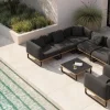 ploss Solera Light Plus Gartenlounge, anthrazit/schwarz, Alu/Polyester/Glas, Beistelltisch 80 x 80 cm, Quick Dry Foam, Holzdekor, inkl. Einsitzer-Sofa