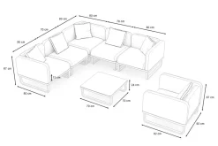ploss Solera Light Plus Gartenlounge, anthrazit/schwarz, Alu/Polyester/Glas, Beistelltisch 80 x 80 cm, Quick Dry Foam, Holzdekor, inkl. Einsitzer-Sofa