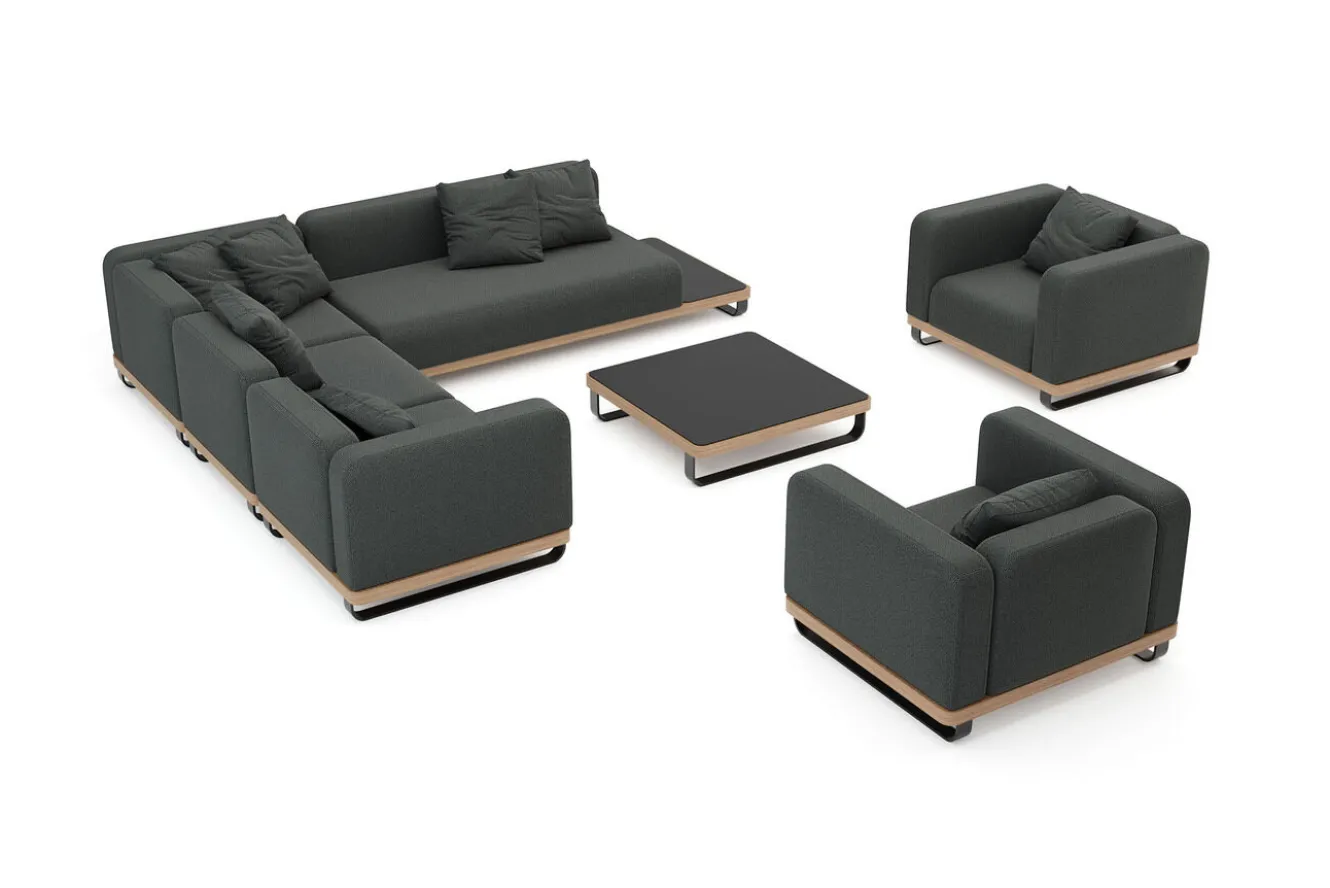 ploss Solera XL Gartenlounge, anthrazit, Alu/Polyester/Glas, 90 x 90 cm Tisch, inkl. Polster