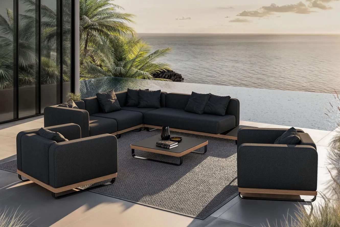 ploss Solera XL Gartenlounge, anthrazit, Alu/Polyester/Glas, 90 x 90 cm Tisch, inkl. Polster