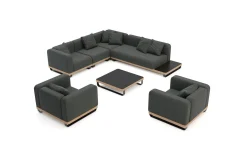 ploss Solera XL Gartenlounge, anthrazit, Alu/Polyester/Glas, 90 x 90 cm Tisch, inkl. Polster