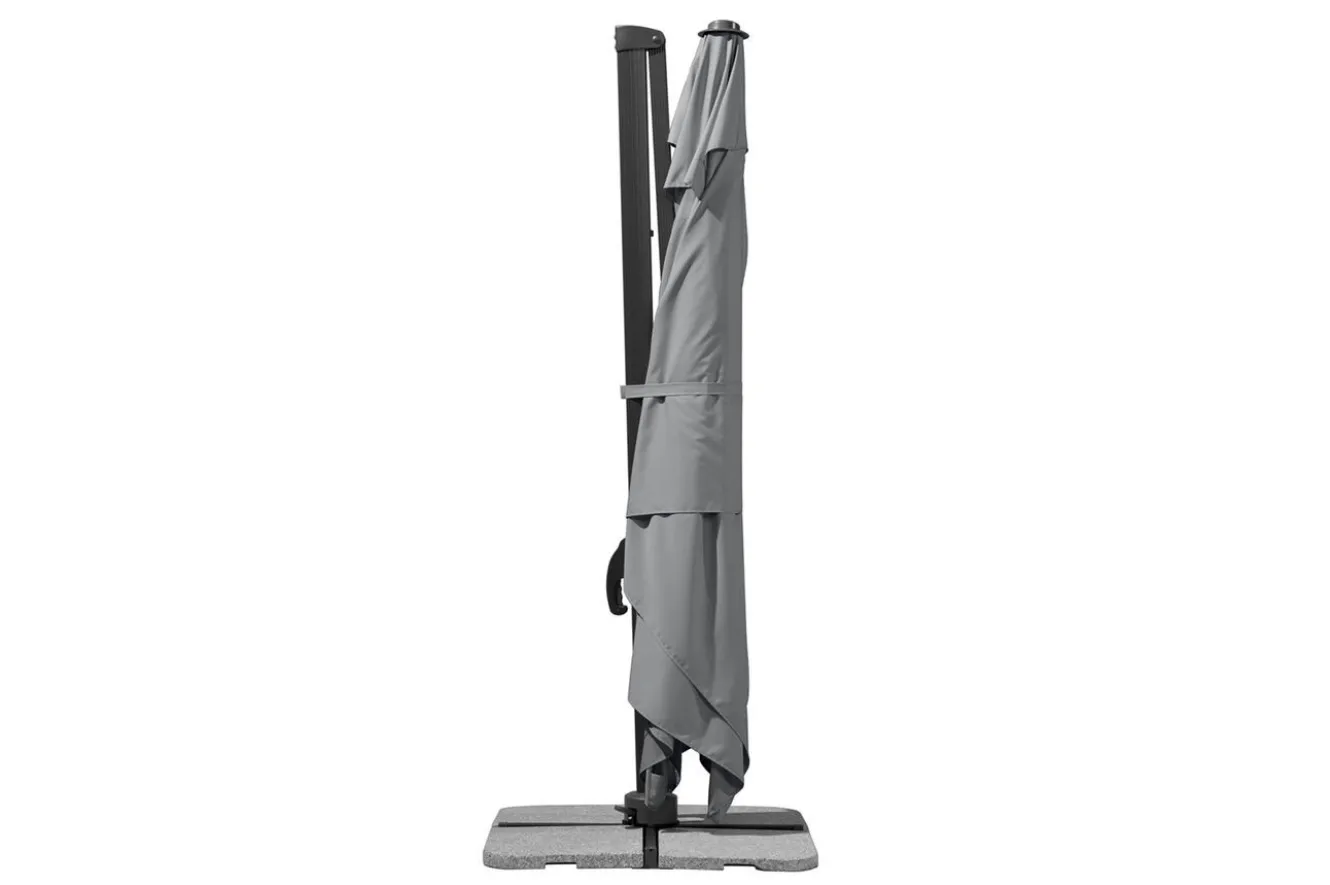 SCHNEIDER Exklusivmodell Rhodos Grande Ampelschirm, silbergrau, 400 x 300 cm, rechteckig