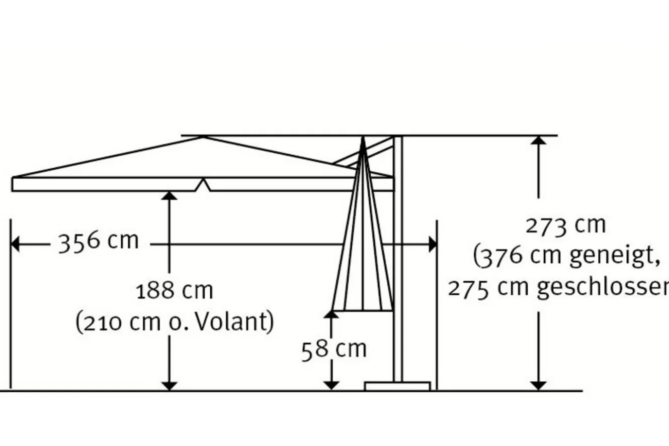 SCHNEIDER Rhodos Ampelschirm, anthrazit, quadratisch, 300 x 300 cm