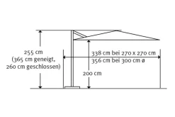 SCHNEIDER Rhodos Eco Twist Ampelschirm, anthrazit, quadratisch, 270 x 270 cm