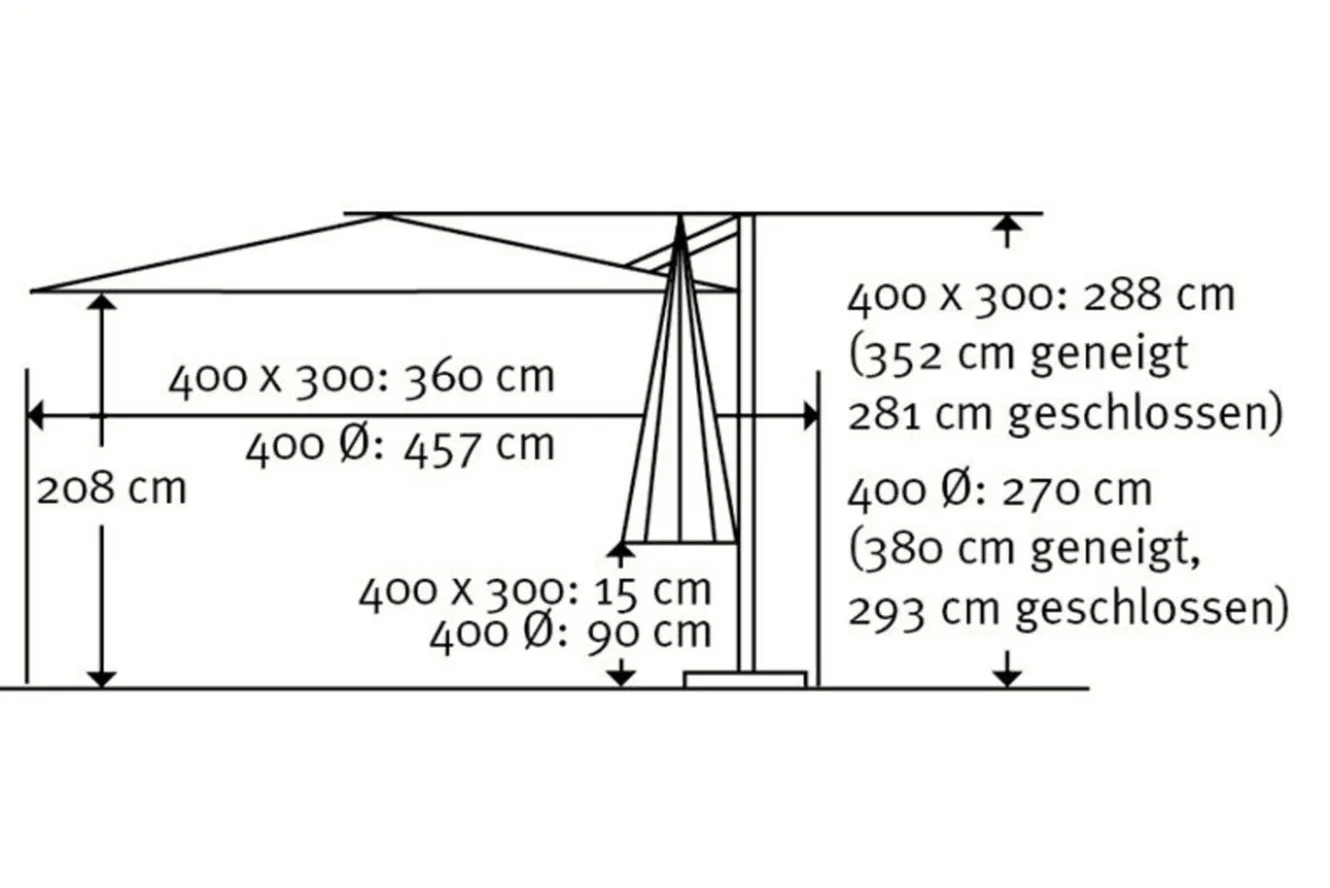 SCHNEIDER Rhodos Grande Ampelschirm, anthrazit, rechteckig, 400 x 300 cm