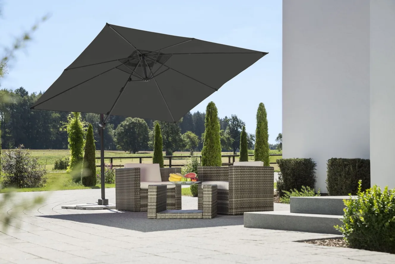 SCHNEIDER Rhodos Junior Ampelschirm, anthrazit, quadratisch, 270 x 270 cm