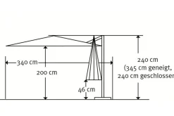 SCHNEIDER Rhodos Junior Ampelschirm, natur, quadratisch, 270 x 270 cm