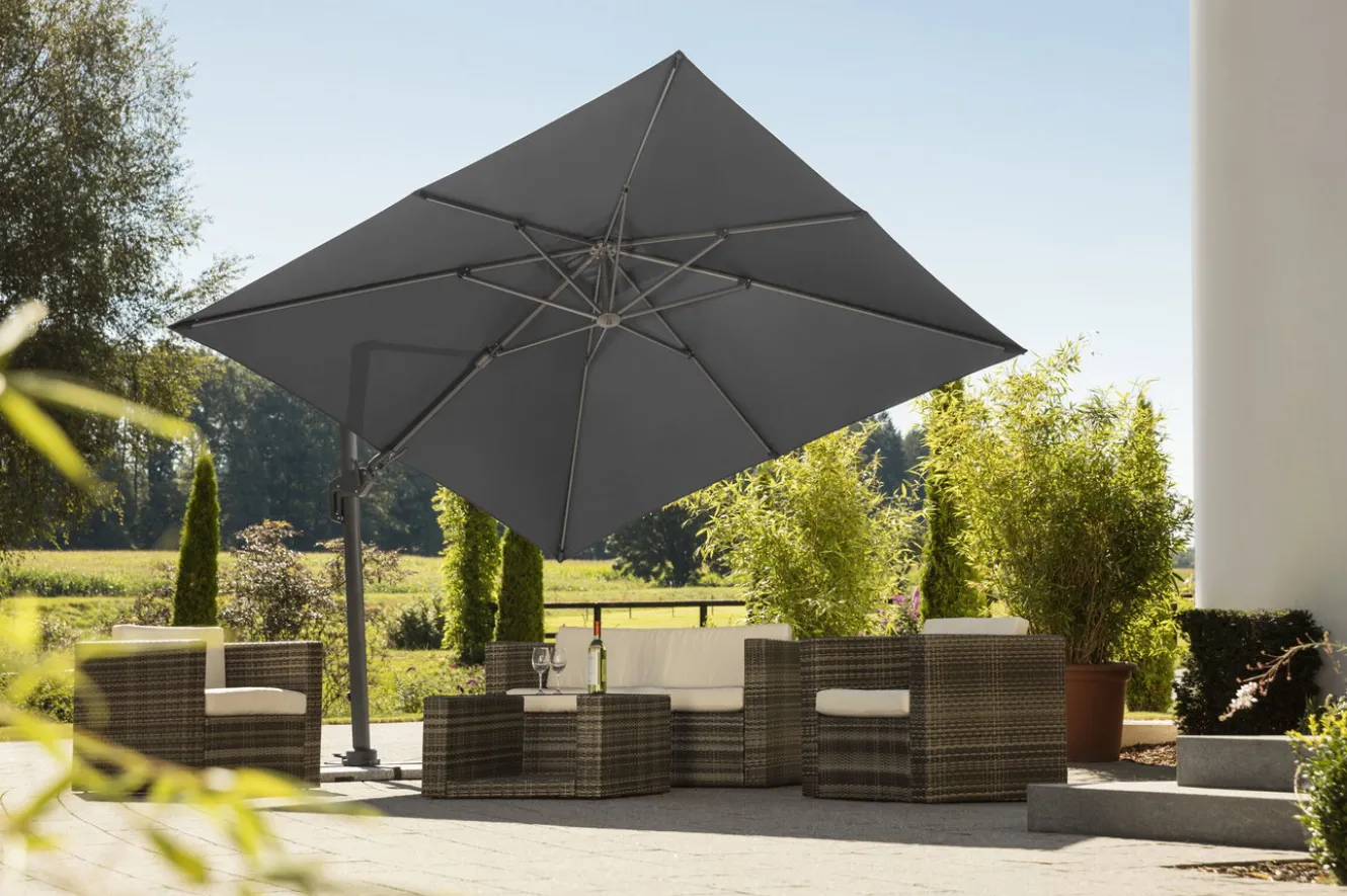 SCHNEIDER Rhodos Twist Ampelschirm, anthrazit, quadratisch, 300 x 300 cm