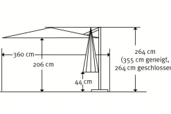 SCHNEIDER Rhodos Twist Ampelschirm, anthrazit, quadratisch, 300 x 300 cm