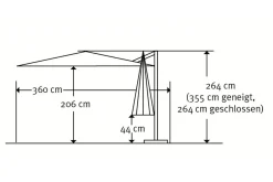 SCHNEIDER Rhodos Twist Ampelschirm, silbergrau, quadratisch, 300 x 300 cm