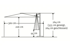 SCHNEIDER Rhodos Twist Ampelschirm, silbergrau, quadratisch, 300 x 300 cm