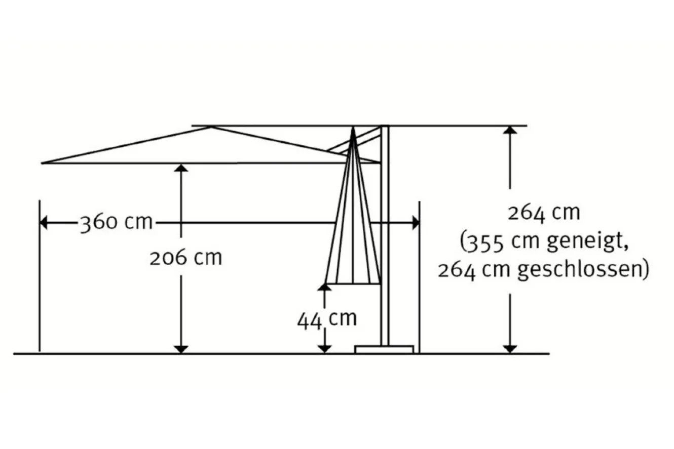 SCHNEIDER Rhodos Twist Ampelschirm, silbergrau, quadratisch, 300 x 300 cm