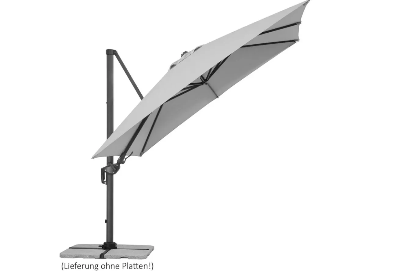 SCHNEIDER Rhodos Twist Ampelschirm, silbergrau, quadratisch, 300 x 300 cm