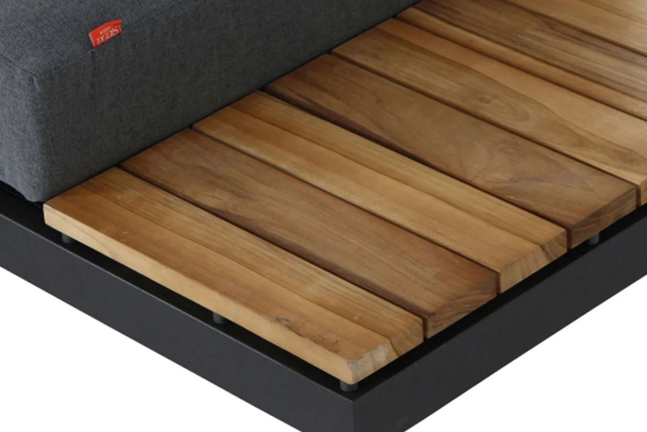 SIENA GARDEN Alvida Gartenlounge, matt anthrazit/grau, Alu/Ranotex®-Gewebe/Teak, 4 Personen, inkl. Polster