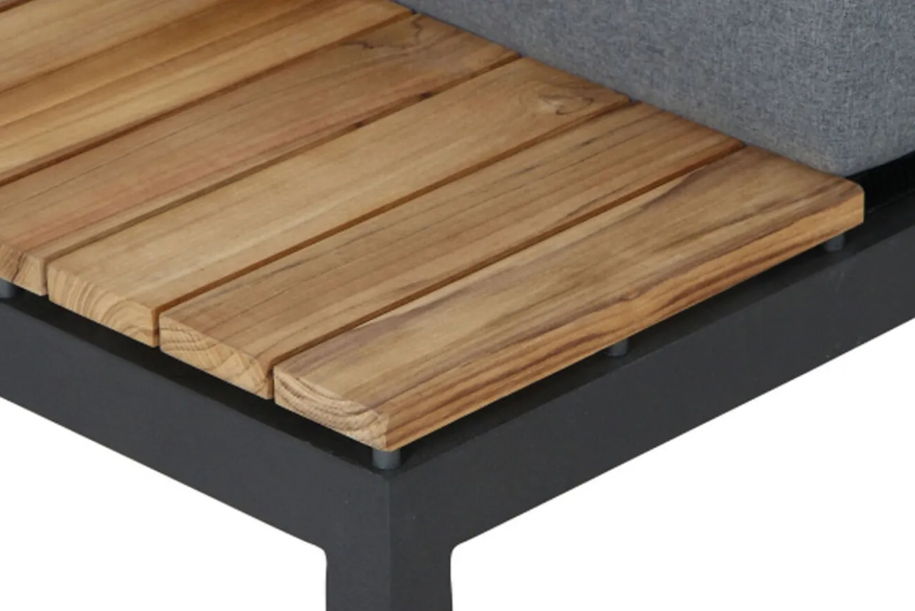 SIENA GARDEN Alvida Gartenlounge, matt anthrazit/grau, Alu/Ranotex®-Gewebe/Teak, 4 Personen, inkl. Polster