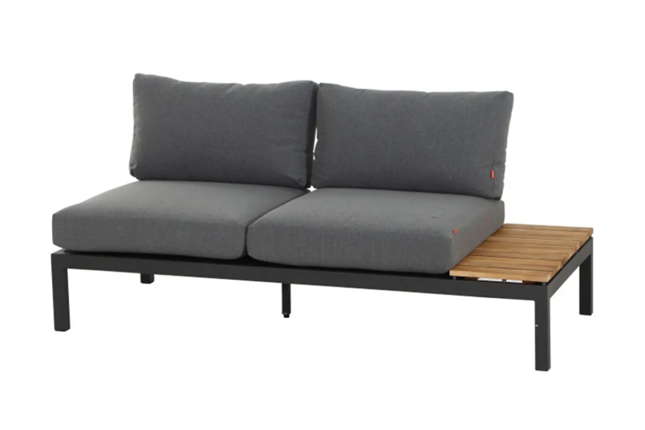 SIENA GARDEN Alvida Gartenlounge, matt anthrazit/grau, Alu/Ranotex®-Gewebe/Teak, Tisch 74x74 cm, 5 Personen, inkl. Polster