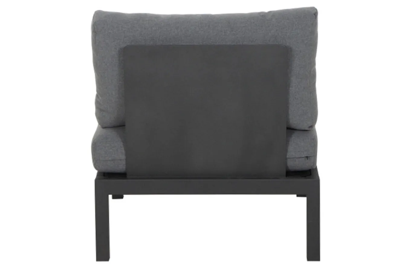 SIENA GARDEN Alvida Gartenlounge, matt anthrazit/grau, Alu/Ranotex®-Gewebe/Teak, Tisch 74x74 cm, 5 Personen, inkl. Polster