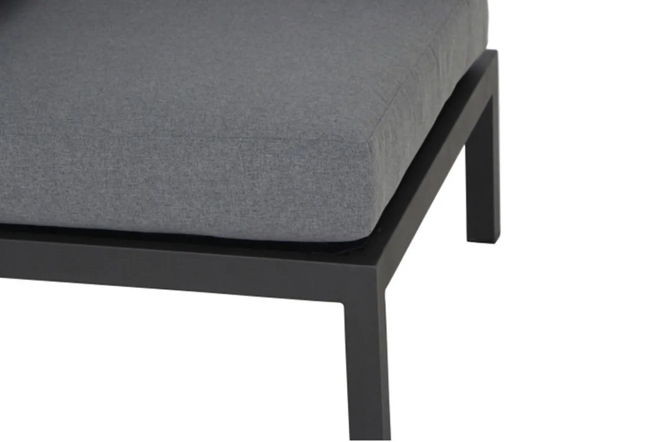 SIENA GARDEN Alvida Lounge Set, matt anthrazit/grau, Alu/Ranotex®-Gewebe/Teak, Tisch 74x74cm, inkl. Polster