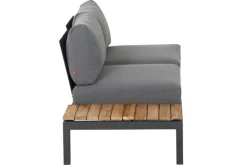 SIENA GARDEN Alvida Lounge Set, matt anthrazit/grau, Alu/Ranotex®-Gewebe/Teak, Tisch 74x74cm, inkl. Polster