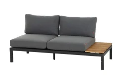 SIENA GARDEN Alvida Lounge Set, matt anthrazit/grau, Alu/Ranotex®-Gewebe/Teak, Tisch 74x74cm, inkl. Polster