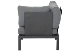 SIENA GARDEN Alvida Lounge Set, matt anthrazit/grau, Alu/Ranotex®-Gewebe/Teak, Tisch 74x74cm, inkl. Polster