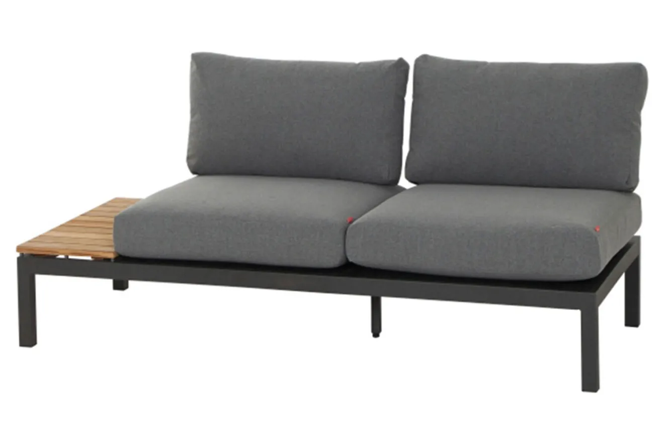 SIENA GARDEN Alvida Lounge Set, matt anthrazit/grau, Alu/Ranotex®-Gewebe/Teak, Tisch 74x74cm, inkl. Polster