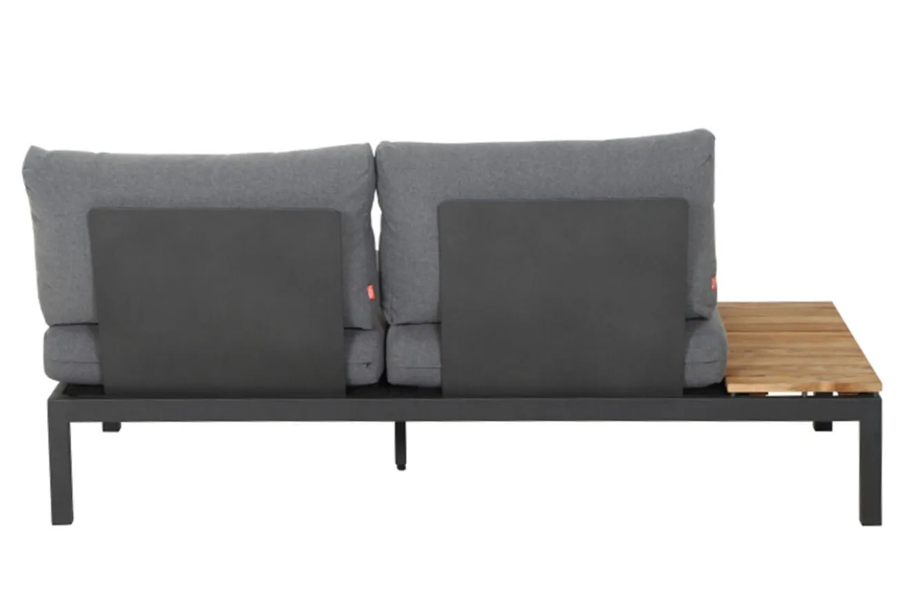 SIENA GARDEN Alvida Lounge Set, matt anthrazit/grau, Alu/Ranotex®-Gewebe/Teak, Tisch 74x74cm, inkl. Polster