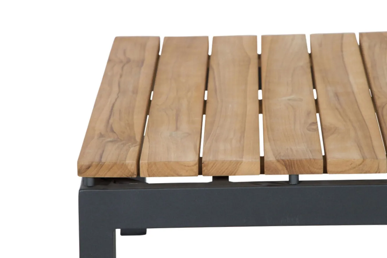 SIENA GARDEN Alvida Lounge Set, matt anthrazit/grau, Alu/Ranotex®-Gewebe/Teak, Tisch 74x74cm, inkl. Polster