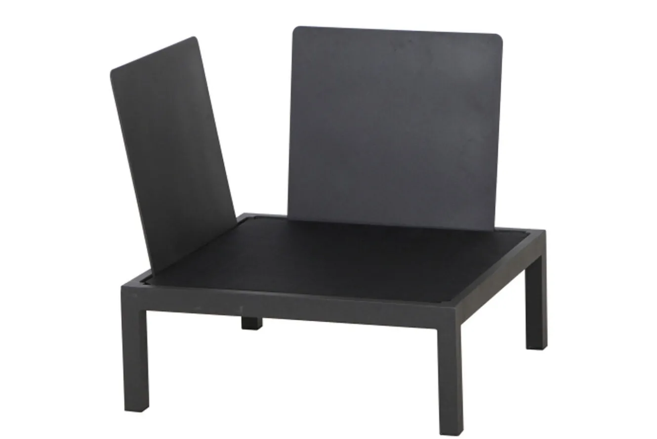 SIENA GARDEN Alvida Lounge Set, matt anthrazit/grau, Alu/Ranotex®-Gewebe/Teak, Tisch 74x74cm, inkl. Polster