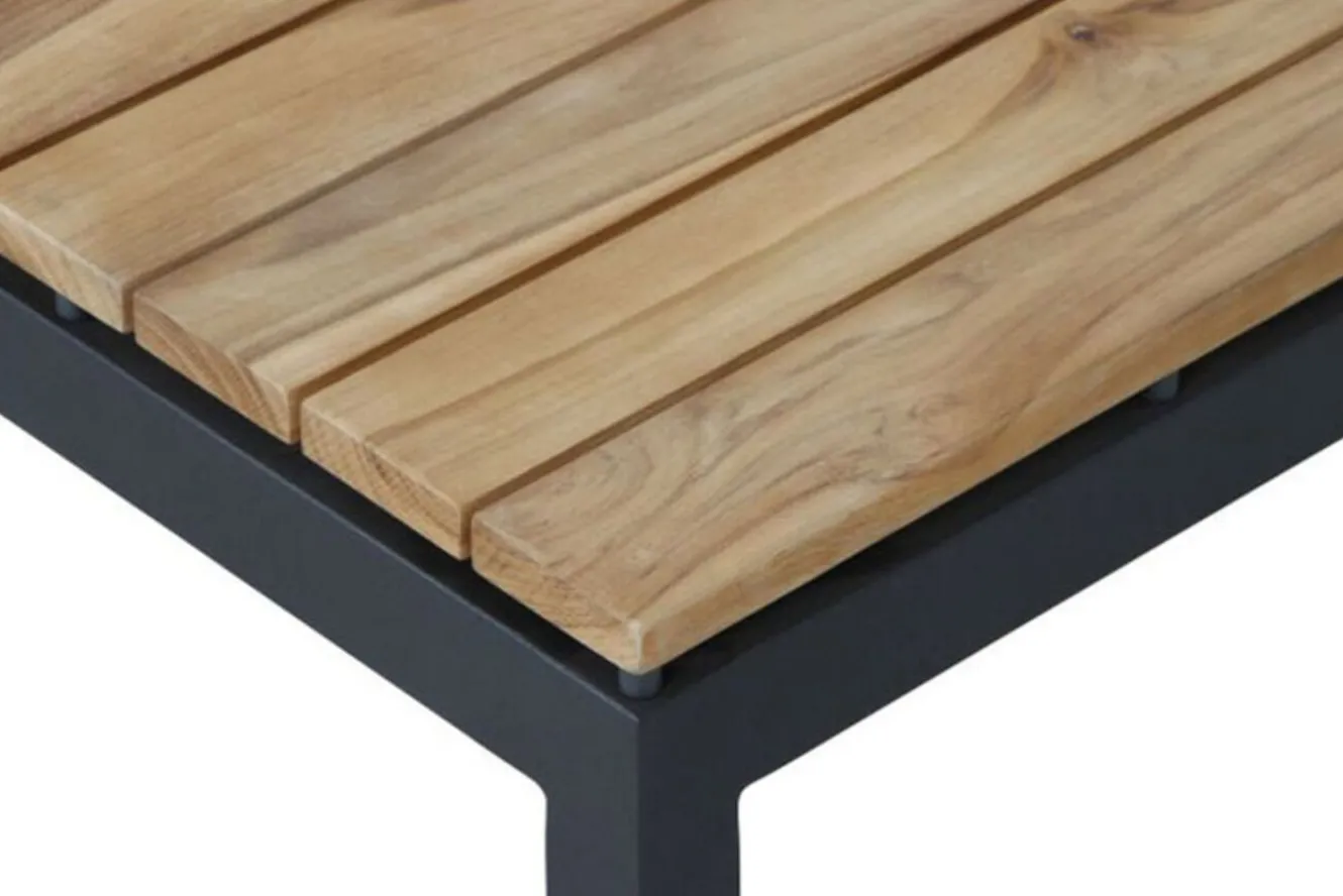 SIENA GARDEN Alvida Loungetisch, anthrazit/natur, Aluminium/Teakholz, 74x74 cm
