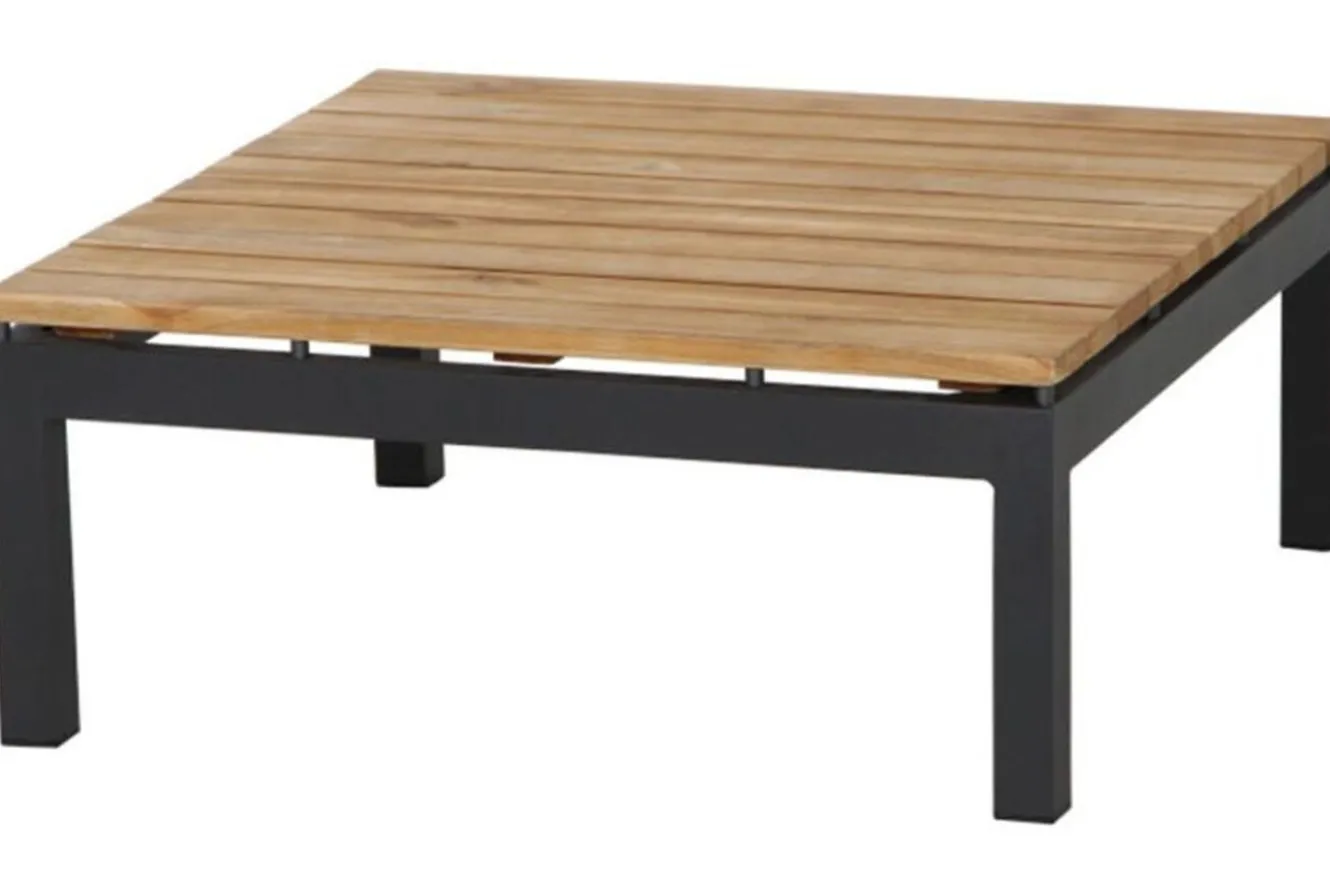 SIENA GARDEN Alvida Loungetisch, anthrazit/natur, Aluminium/Teakholz, 74x74 cm