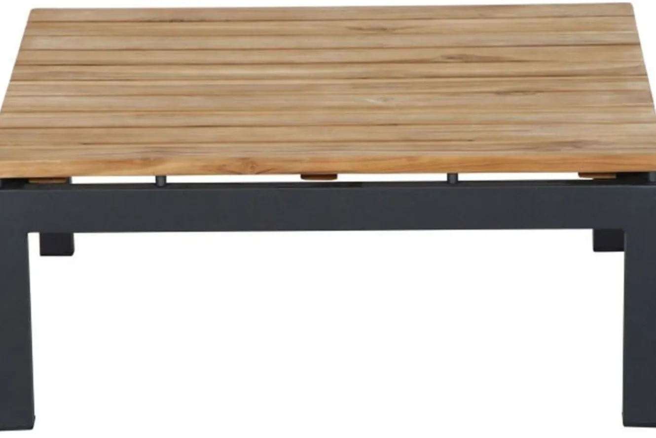 SIENA GARDEN Alvida Loungetisch, anthrazit/natur, Aluminium/Teakholz, 74x74 cm