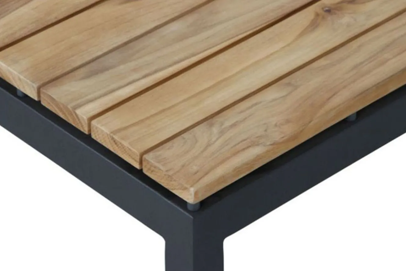 SIENA GARDEN Alvida Loungetisch, anthrazit/natur, Aluminium/Teakholz, 74x74 cm