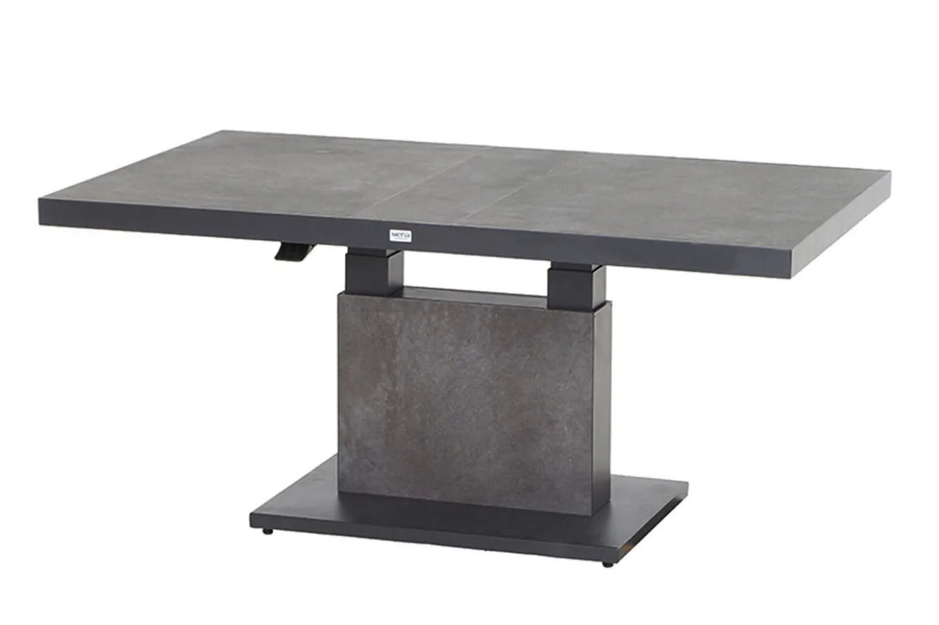 SIENA GARDEN Bellani Lifttisch, matt anthrazit/dunkelgrau, Alu/Keramik, 160 x 90 cm, höhenverstellbar