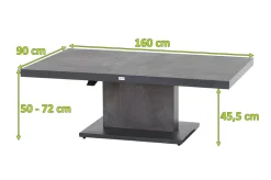 SIENA GARDEN Bellani Lifttisch, matt anthrazit/dunkelgrau, Alu/Keramik, 160 x 90 cm, höhenverstellbar