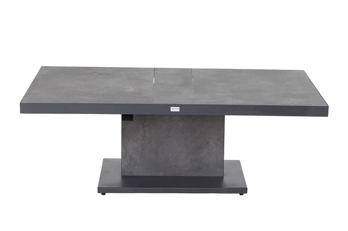 SIENA GARDEN Bellani Lifttisch, matt anthrazit/dunkelgrau, Alu/Keramik, 160 x 90 cm, höhenverstellbar