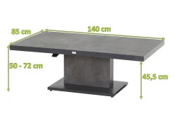 SIENA GARDEN Bellani Lifttisch, matt anthrazit/dunkelgrau, Alu/Keramik, 140 x 85 cm, höhenverstellbar