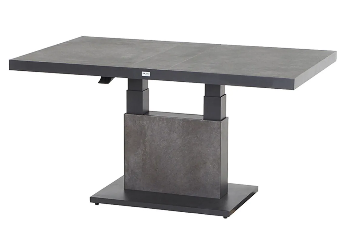 SIENA GARDEN Bellani Lifttisch, matt anthrazit/dunkelgrau, Alu/Keramik, 140 x 85 cm, höhenverstellbar