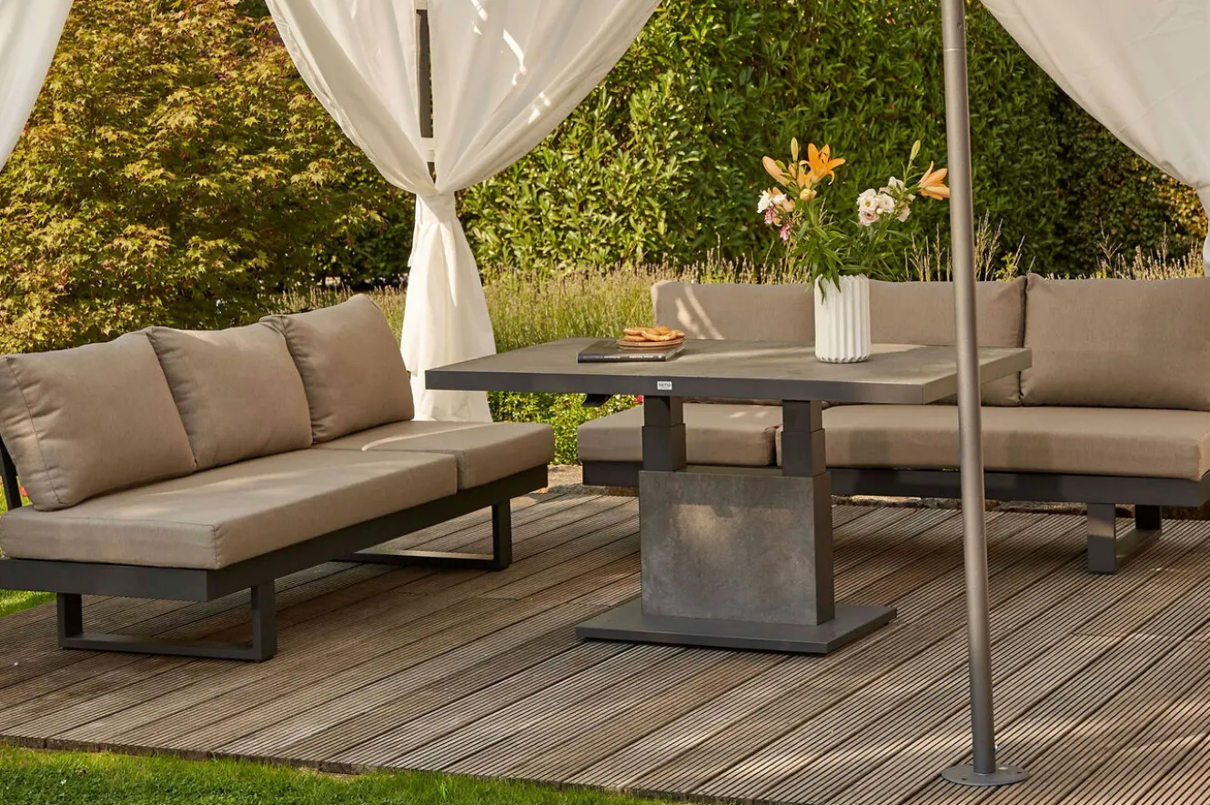 SIENA GARDEN Bellani Lifttisch, matt anthrazit/dunkelgrau, Alu/Keramik, 140 x 85 cm, höhenverstellbar