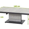 SIENA GARDEN Bellani Lifttisch, matt anthrazit/pine grey, Alu/Keramik, 140 x 85 cm, höhenverstellbar