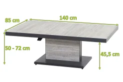 SIENA GARDEN Bellani Lifttisch, matt anthrazit/pine grey, Alu/Keramik, 140 x 85 cm, höhenverstellbar