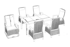 SIENA GARDEN Carlos/Corido Garten-Essgruppe, anthrazit, Alu/Geflecht/Keramik, Esstisch 180 x 100 cm, inkl. 6 Dining Sessel