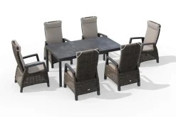 SIENA GARDEN Carlos/Corido Garten-Essgruppe, charcoal grey, Alu/Gardino®-Geflecht/Keramik, 180 x 100 cm, inkl. 6 Dining Sessel
