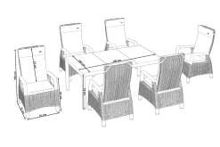 SIENA GARDEN Carlos/Corido Garten-Essgruppe, charcoal grey, Alu/Gardino®-Geflecht/Keramik, 180 x 100 cm, inkl. 6 Dining Sessel